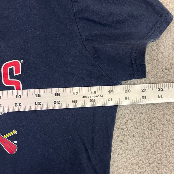 St. Louis Cardinals MLB Majestic Women’s Medium Navy Blue Short Sleeve Shirt - Picture 3 of 6